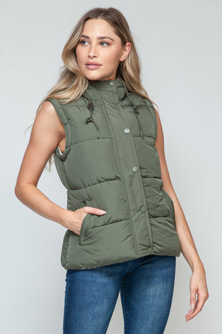 Snobbish Snap and Zip Closure Hooded Vest Trendsi