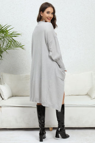 Open Front Dropped Shoulder Cardigan Divacious