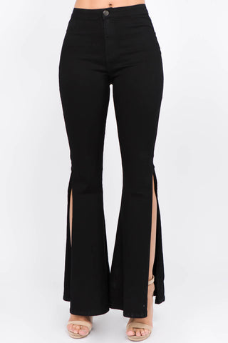 Divacious Side Slit Flare Jeans - Divacious