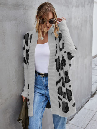 Leopard Pattern Fuzzy Cardigan Divacious