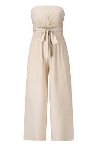 Tied Cutout Tube Wide Leg Jumpsuit Divacious