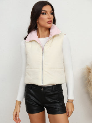 Zip-Up Collared Vest Trendsi