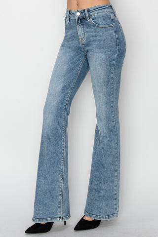 Full Size Mid Rise Bootcut Jeans Divacious