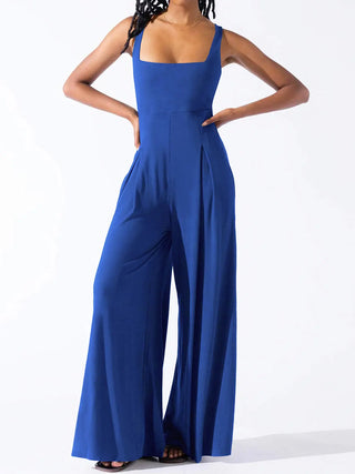 Square Neck Wide Strap Jumpsuit Divacious