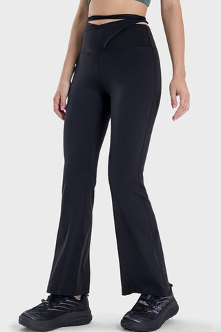 Millennia Tied Mid-Rise Waist Active Pants Trendsi