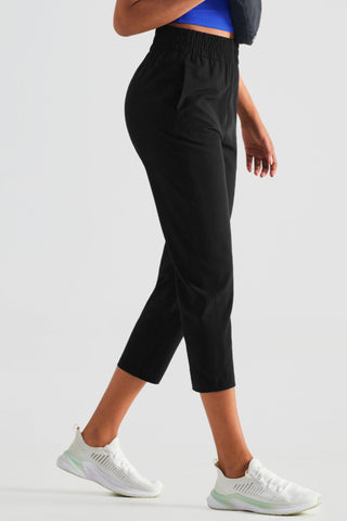 Elastic Waist Cropped Sports Pants Trendsi