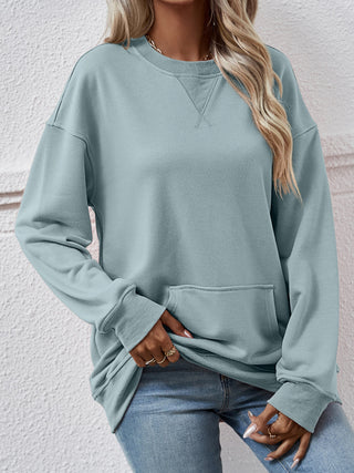 Round Neck Long Sleeve Sweatshirt Divacious