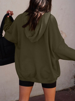 Dropped Shoulder Long Sleeve Hoodie Divacious