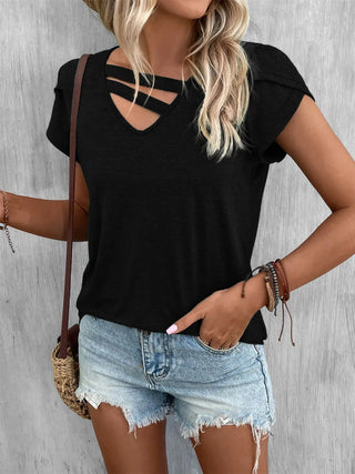 Cutout Petal Sleeve T-Shirt Divacious