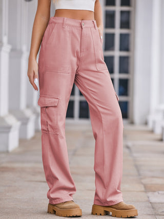 Straight Denim Cargo Pants - Divacious