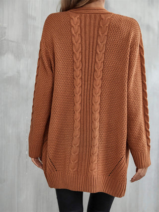 Warm Fall Mixed Knit Open Front Longline Cardigan Divacious