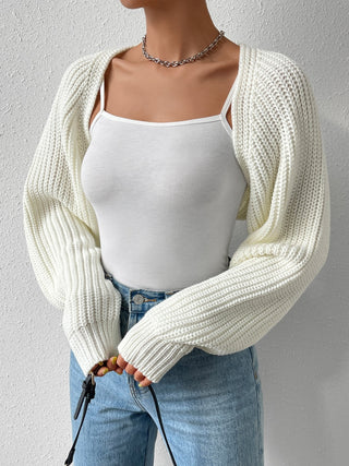 Open Front Long Sleeve Cropped Cardigan - Divacious