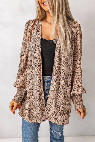 Leopard Print Balloon Sleeve Cardigan Divacious