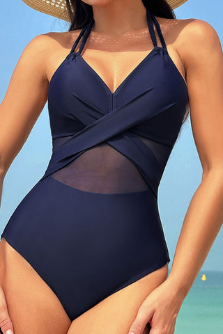 Crisscross Halter Neck One-Piece Swimwear Divacious