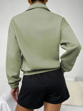 Half-Zip Dropped Shoulder Sweatshirt Divacious