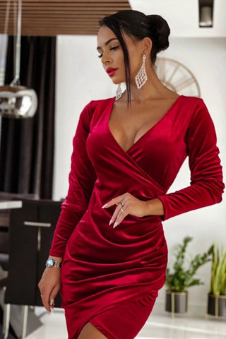 Surplice Long Sleeve Mini Dress Trendsi