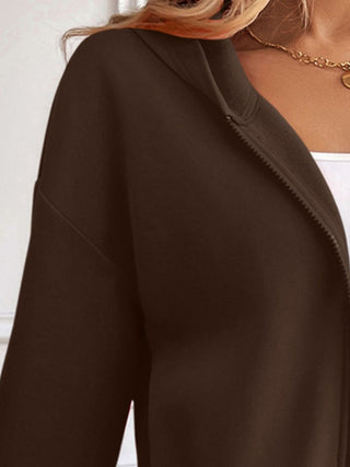 Ivy Lane Zip Up Dropped Shoulder Hooded Jacket Trendsi