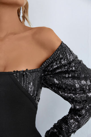 Sequin Off-Shoulder Mini Dress Trendsi