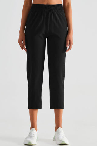 Elastic Waist Cropped Sports Pants Trendsi