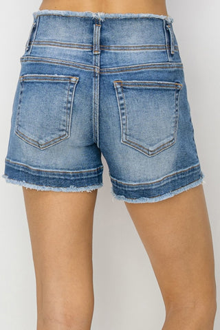 High Rise Seam Detailed Raw Edge Denim Shorts Divacious