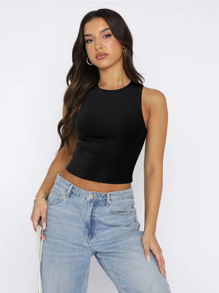 Round Neck Cropped Tank Divacious