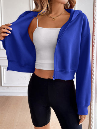 Ivy Lane Zip Up Dropped Shoulder Hooded Jacket Trendsi