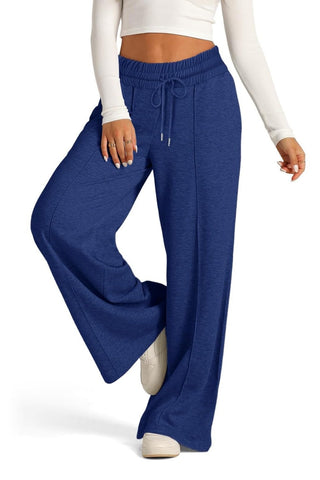 Drawstring Elastic Waist Wide Leg Pants - Divacious