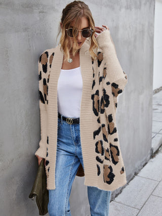 Leopard Pattern Fuzzy Cardigan Divacious