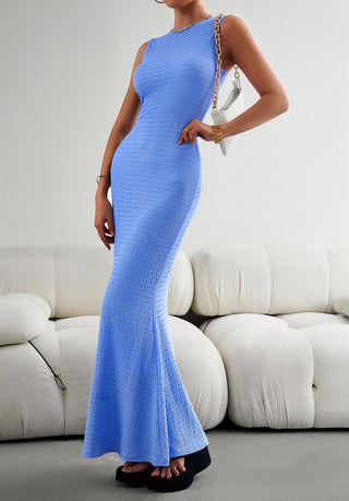 Devine Round Neck Sleeveless Maxi Fishtail Dress Trendsi