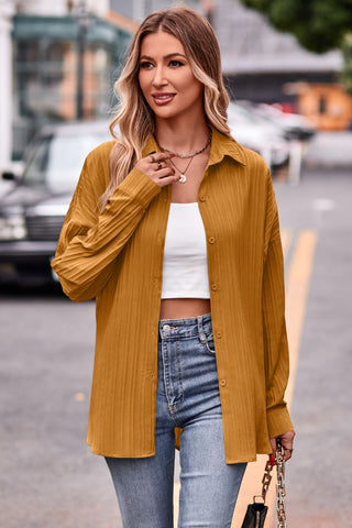 Slit Dropped Shoulder Longline Shirt Divacious