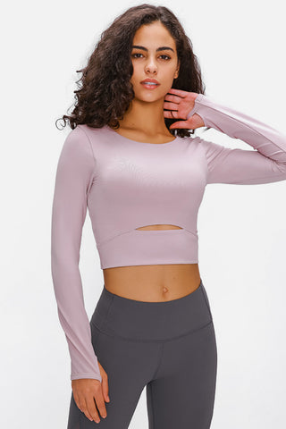 Millennia Long Sleeve Cropped Top With Sports Strap Trendsi