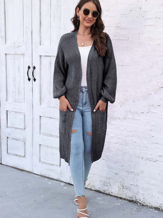 Open Front Longline Cardigan with Pockets Divacious