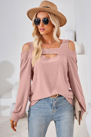 Cutout Square Neck Cold Shoulder T-Shirt Divacious