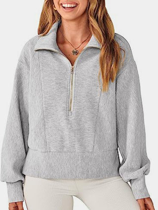 Half Zip Up Collared Sweatshirts Divacious