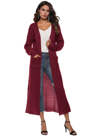 Long Sleeve Open Front Buttoned Cardigan Divacious