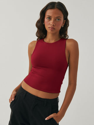 Round Neck Cropped Tank Divacious