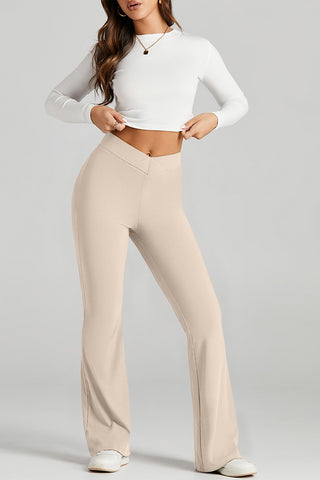 Elastic Waist Bootcut Pants Divacious