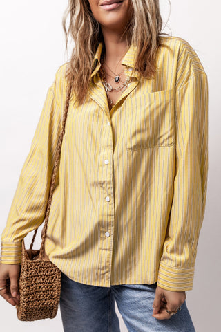 Striped Button Up Long Sleeve Shirt Divacious