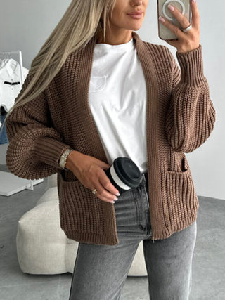 Open Front Dropped Shoulder Cardigan Divacious