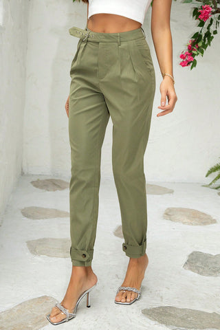 Belt Detail Jogger Pants Divacious