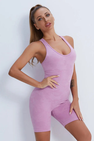 Crisscross Wide Strap Active Romper Divacious