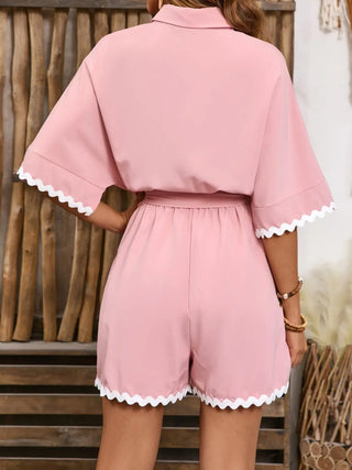 Contrast Trim Half Sleeve Romper Divacious