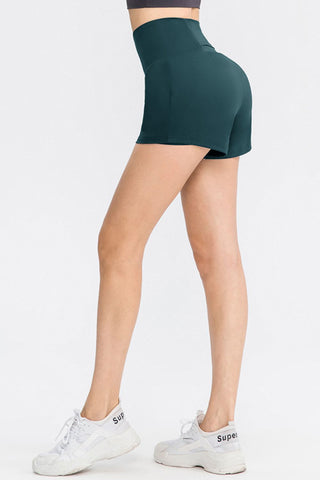 Wide Waistband Sports Shorts with Pockets Divacious