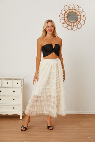 Ruched High Waist Tiered Skirt - Divacious