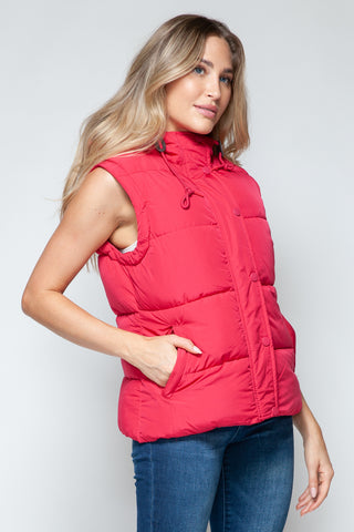 Snobbish Snap and Zip Closure Hooded Vest Trendsi