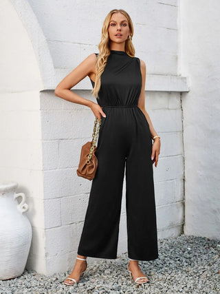 Cutout Tied Wide Leg Sleeveless Jumpsuit Divacious