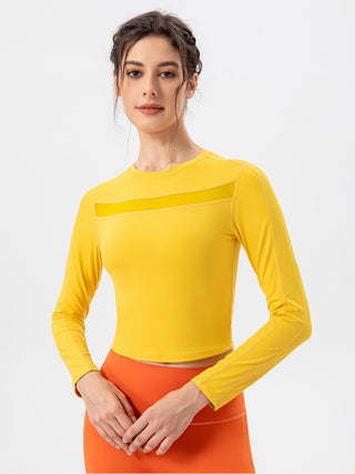 Round Neck Long Sleeve Active T-Shirt Trendsi