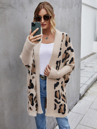 Leopard Pattern Fuzzy Cardigan Divacious