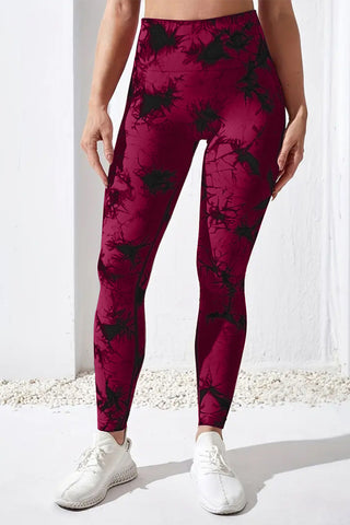 Printed High Waist Active Pants Trendsi