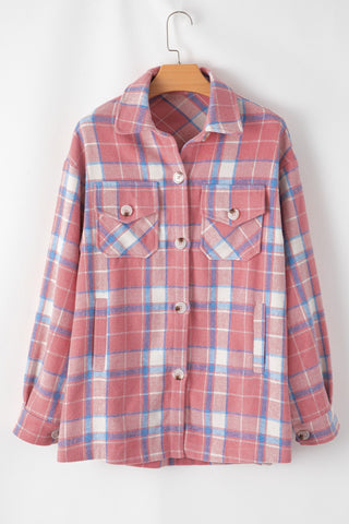 Plaid Button Up Long Sleeve Shacket Divacious